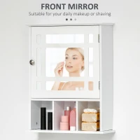 kleankin Bathroom Mirror Cabinet, Wall Mounted Medicine Cabinet, 3 Shelf Organizer for Kitchen, White(m-6)