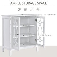 HOMCOM Sideboard Cabinet, Buffet Table with Double Framed Glass Doors, 2 Adjustable Shelves and Elevated Base White(m-4)