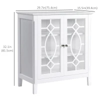 HOMCOM Sideboard Cabinet, Buffet Table with Double Framed Glass Doors, 2 Adjustable Shelves and Elevated Base White(m-3)