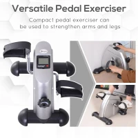 Soozier Portable Mini Pedal Exercise Bike Indoor Cycle Fitness Arm Leg w/ LCD Display, Silver(m-7)