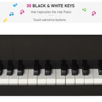 HOMCOM Modern Kids Piano, 30 Keys, Set of 2, Mini Toy for Child, Grand Piano with Music Stand and Bench, Ideal Gift, Black(m-6)
