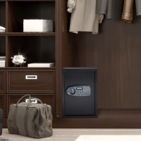 HOMCOM 2.2cf Electronic Wall Safe Box Digital Lock Safety Cash Jewellery Security Home Office Hotel(m-1)