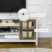 HOMCOM TV Cabinet, Farmhouse TV Stand for 55 Inch TV, Entertainment Center with Adjustable Shelves and Doors for Living Room, White(m-7)