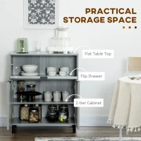 HOMCOM Sideboard Buffet Cabinet, Kitchen Cabinet with Metal Grid Flip Drawer, Adjustable Shelf, Accent Cabinet for Living Room, Grey(m-4)