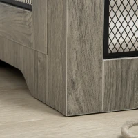 PawHut Dog Crate Furniture with Soft Water-Resistant Cushion, Dog Kennel End Table with Drawer, Puppy Crate for Small Dogs Indoor with 2 Doors, Gray(m-9)