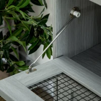 HOMCOM Sideboard Buffet Cabinet, Kitchen Cabinet with Metal Grid Flip Drawer, Adjustable Shelf, Accent Cabinet for Living Room, Grey(m-8)