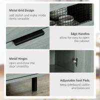 HOMCOM Sideboard Buffet Cabinet, Kitchen Cabinet with Metal Grid Flip Drawer, Adjustable Shelf, Accent Cabinet for Living Room, Grey(m-7)