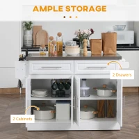HOMCOM Rolling Kitchen Island with Storage and Stainless Steel Top, Kitchen Trolley with Drawers, Cabinets, Towel Rack(m-4)