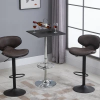 HOMCOM Square Pub Table Counter Bar Table with Faux Leather Tabletop and Adjustable Footrest for Living Room, Kitchen(m-7)