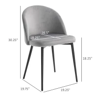 HOMCOM Set of 2 Mid-Back Dining Chair, Mid-Back Velvet-touch Upholstery Kitchen Chair for Living Room Dining Room, Dark Blue(m-3)