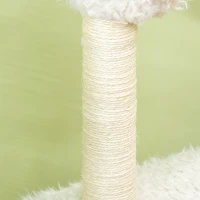 PawHut Cat Tree Alpaca-shaped Kitty Tower with Tunnel Sisal Scratching Post, 15.4" x 11.8" x 37.4", Cream(m-9)