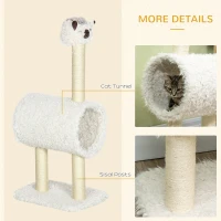 PawHut Cat Tree Alpaca-shaped Kitty Tower with Tunnel Sisal Scratching Post, 15.4" x 11.8" x 37.4", Cream(m-5)
