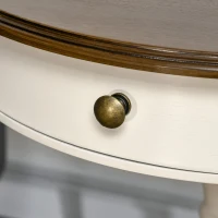 HOMCOM Retro Coffee Table, Pedestal Side Table with Drawer, Round Tabletop for Living Room, Bedroom, White(m-9)