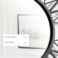 HOMCOM 31" x 31" Modern Flower Wall Mirror, Decorative Mirror for Living Room, Bedroom, Entryway, Home Decor, Black(m-5)