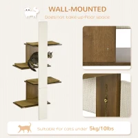 PawHut Wall-Mounted Cat Tree, 4-Layer Cat Wall Shelves Furniture with Scratching Board, Kitten Activity Center with Cushions, Natural(m-4)
