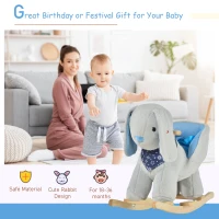 Qaba Kids Ride-On Rocking Horse Toy Bunny Rocker with Fun Play Music & Soft Plush Fabric for Children 18-36 Months(m-6)