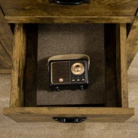 HOMCOM Industrial Sideboard Buffet Cabinet, Kitchen Cabinet with 4 Drawers, 1 Door, Adjustable Shelf Coffee Bar Cabinet, Rustic Brown(m-8)