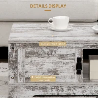 HOMCOM Rustic Coffee Table with Storage, Vintage Coffee Table for Living Room Furniture, Cocktail Table with Cabinet, Open Storage Compartments(m-5)