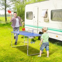 Outsunny Folding Tennis Table Portable Picnic Multifunctional Table Height Adjustable Aluminum Alloy Indoor and Outdoor w/ Net, 2 Table Tennis Paddles and Ping Pong Balls(m-8)