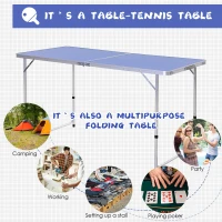 Outsunny Folding Tennis Table Portable Picnic Multifunctional Table Height Adjustable Aluminum Alloy Indoor and Outdoor w/ Net, 2 Table Tennis Paddles and Ping Pong Balls(m-7)