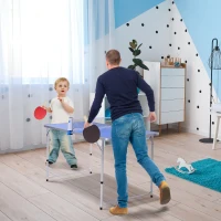 Outsunny Folding Tennis Table Portable Picnic Multifunctional Table Height Adjustable Aluminum Alloy Indoor and Outdoor w/ Net, 2 Table Tennis Paddles and Ping Pong Balls(m-1)