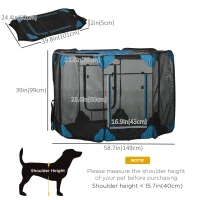 PawHut Portable Outdoor Cat Playpen, Exercise Pen Kennel with Carrying Bag, Zippered Cover, Water-Resistant Bottom, for Small Dogs, Rabbits, Guinea Pigs, Φ59" x 39"(m-3)