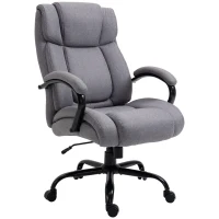 Vinsetto Big and Tall Executive Office Chair, Ergonomic Heavy-Duty High Back Computer Desk Chair 484lbs with Wide Seat,  Linen Fabric, Adjustable Height, Swivel Wheels, Light Gray(m-11)