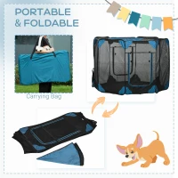 PawHut Portable Outdoor Cat Playpen, Exercise Pen Kennel with Carrying Bag, Zippered Cover, Water-Resistant Bottom, for Small Dogs, Rabbits, Guinea Pigs, Φ59" x 39"(m-5)
