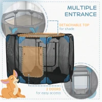 PawHut Portable Outdoor Cat Playpen, Exercise Pen Kennel with Carrying Bag, Zippered Cover, Water-Resistant Bottom, for Small Dogs, Rabbits, Guinea Pigs, Φ59" x 39"(m-7)