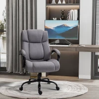Vinsetto Big and Tall Executive Office Chair, Ergonomic Heavy-Duty High Back Computer Desk Chair 484lbs with Wide Seat,  Linen Fabric, Adjustable Height, Swivel Wheels, Light Gray(m-10)