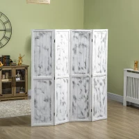 HOMCOM 5.5' Folding Room Divider, 4-Panel Privacy Screen, Freestanding Partition Wall, White(m-6)