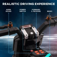 Aosom 6V Kids Motorcycle Battery-Operated Ride-on Toy with Training Wheels Lights Music Siren Horn, Black(m-4)