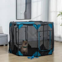 PawHut Portable Outdoor Cat Playpen, Exercise Pen Kennel with Carrying Bag, Zippered Cover, Water-Resistant Bottom, for Small Dogs, Rabbits, Guinea Pigs, Φ59" x 39"(m-1)