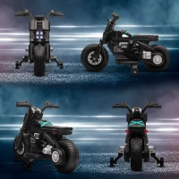 Aosom 6V Kids Motorcycle Battery-Operated Ride-on Toy with Training Wheels Lights Music Siren Horn, Black(m-8)