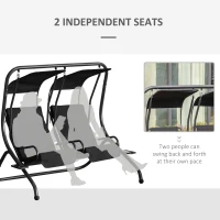 Outsunny 2 Seat Modern Outdoor Swing Chairs With Handrails and Removable Canopy - Black(m-4)