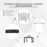 Outsunny 12'x12' Heavy Duty Pop Up Canopy with Center Lift Hook Design, Mesh Sidewall Netting, 3-Level Adjustable Height, Grey(m-6)