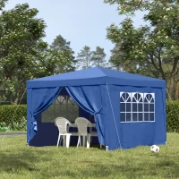 Outsunny 10'x10' Outdoor Pop Up Party Tent Wedding Gazebo Canopy with Carrying Bag (Blue)(m-1)