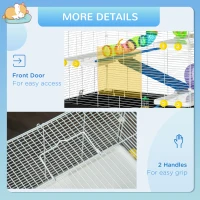 PawHut 31" Large Hamster Cage, Small Animal House, Multi-storey Gerbil Haven, Tunnel Tube System, with Water Bottle, Exercise Wheel, Food Dish, Ramps, Black(m-7)