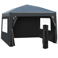 Outsunny 10'x10' Outdoor Pop Up Party Tent Gazebo Canopy with Carrying Bag (Black)(m-2)