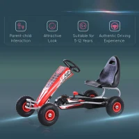 Aosom Pedal Go Kart Children Ride on Car  Racing Style with Adjustable Seat, Rubber Wheels, Handbrake, Clutch(m-4)