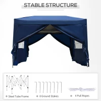 Outsunny 10'x10' Outdoor Pop Up Party Tent Wedding Gazebo Canopy with Carrying Bag (Blue)(m-5)