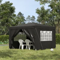 Outsunny 10'x10' Outdoor Pop Up Party Tent Gazebo Canopy with Carrying Bag (Black)(m-1)