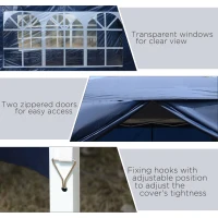 Outsunny 10'x10' Outdoor Pop Up Party Tent Wedding Gazebo Canopy with Carrying Bag (Blue)(m-8)