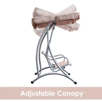 Outsunny 3 Seat Metal Swing Chair Hammock w/ Canopy Cover Heavy Duty Patio Garden Outdoor Beige(m-5)