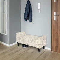 HOMCOM 42" Ottoman Bench, Modern Linen Armed Entryway Bench, Signature Print with Cream White Parchment Background(m-8)
