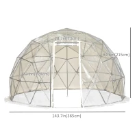 Outsunny Garden Dome Igloo Tent Half Ball Shape Outdoor Greenhouse w/ Air Conditioner Hole, Half Transparent PVC and Half Polyester Fabric Cover(m-3)
