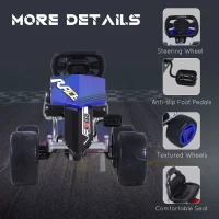 Aosom Kids Go Kart Pedal Powered Racing Style Durable Children Toddlers Ride on Car Outdoor Racer Perfect Toys Gift for 3 years, for Boys and Girls, Blue(m-5)