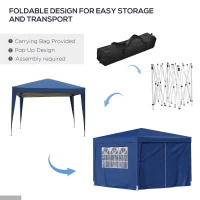Outsunny 10'x10' Outdoor Pop Up Party Tent Wedding Gazebo Canopy with Carrying Bag (Blue)(m-6)