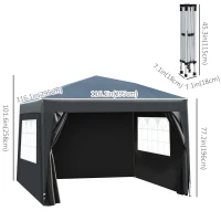 Outsunny 10'x10' Outdoor Pop Up Party Tent Gazebo Canopy with Carrying Bag (Black)(m-3)