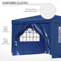 Outsunny 10'x10' Outdoor Pop Up Party Tent Wedding Gazebo Canopy with Carrying Bag (Blue)(m-7)